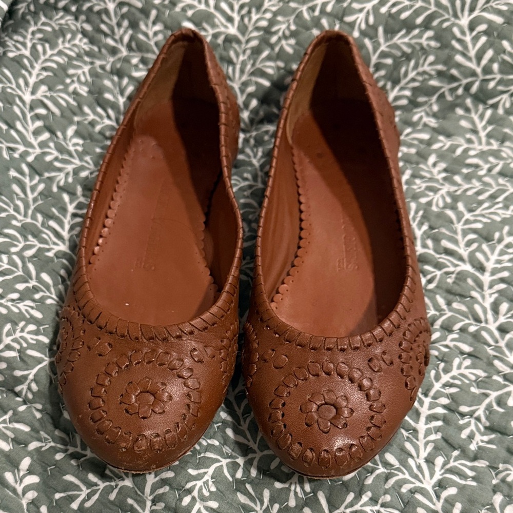 Jack Rogers Brown Floral Flats